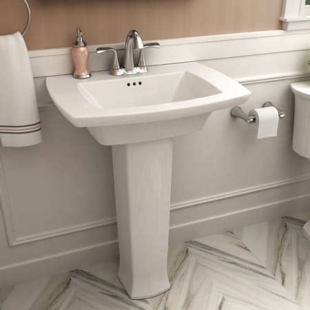 The sink installs on a 13 in. American Standard 0445400.020 White Edgemere 25" Fireclay ...