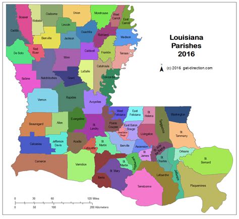 Louisiana State Map With Parishes Map