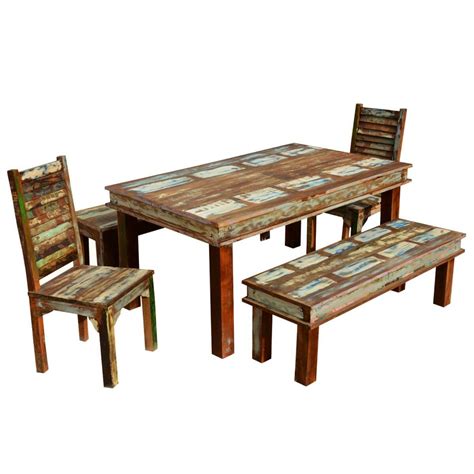 This outer banks solid wood dining table with reclaimed pine construction adds character and dimension to pieces that will make your living space something special. Sierra Reclaimed Wood Furniture Dining Table with 2 Chairs ...