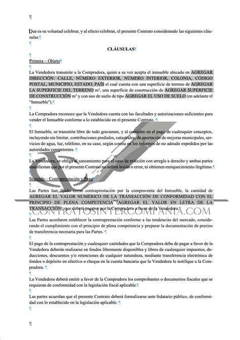 Contrato De Compra Venta De Inmuebles Contratos Intercompañía