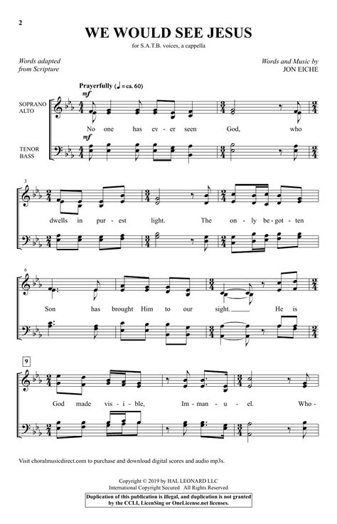We Would See Jesus Satb Choir Print Sheet Music Now