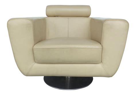 This track arm club chair with its sleek contemporary lines, exposed wood legs and added touch of individual nail head trim, gives it a charming new spin for a classic living room. Modern Beige Leather Swivel Club Chair | Modernism