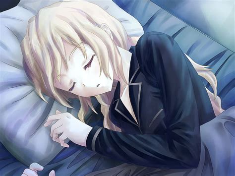 Anime Katawa Shoujo Blonde Girl Sleeping Hd Wallpaper Peakpx