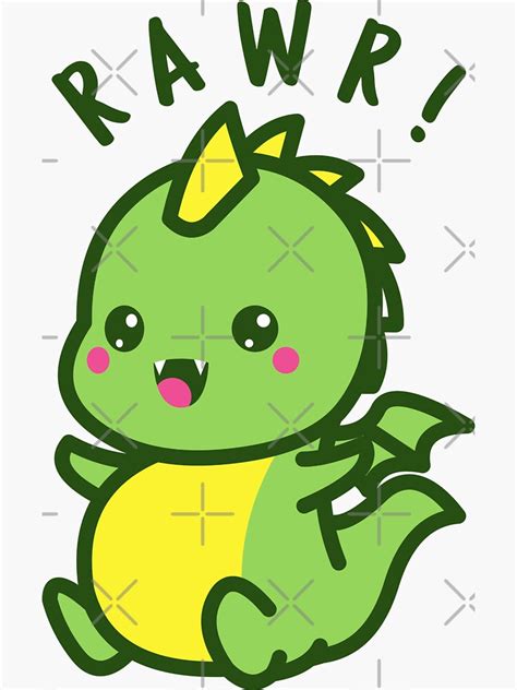 Rawr Cute Kawaii Dinosaur Cute Baby Dino Sticker For Sale By