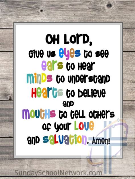 Prayer For Children Printable Poster With Video Sunday School Wall