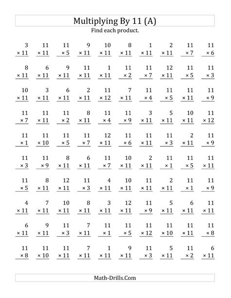 Multiplying Two-digit Numbers By 11 Worksheets