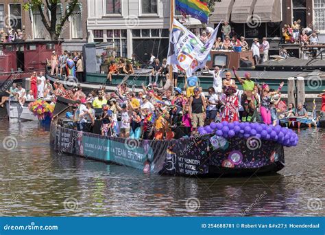 pride and sports by philips boat at the gaypride canal parade with boats at amsterdam the