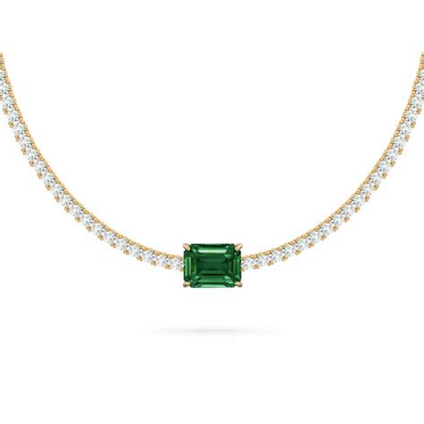 Choker Tennis Scarlett Emerald Cut Precious Stones Diamonds 18K Gold