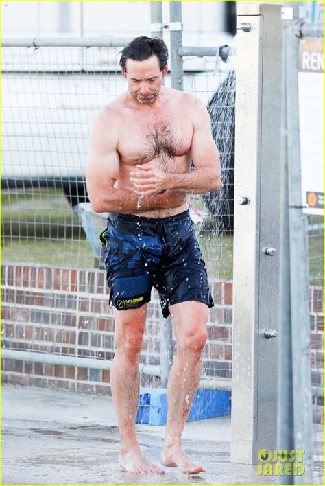 Hugh Jackman Showers Off His Shirtless Body After His Beach Workout Photo Hugh