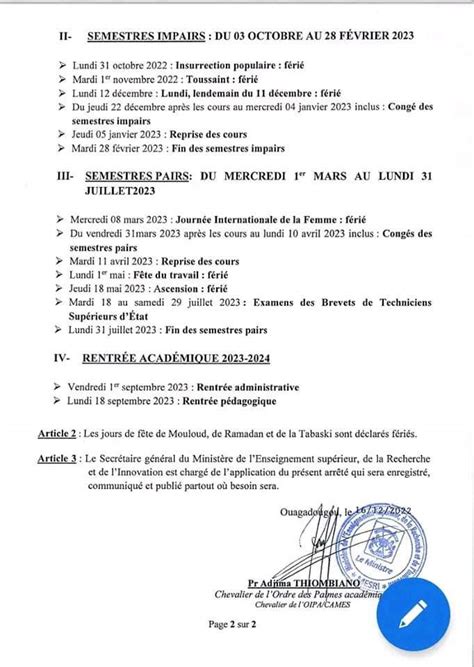 Calendrier Académique 2022 2023 Au Burkina Faso Afriqexams