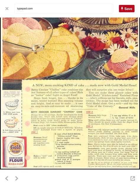 Pin By A And A On Vintage Recipes Vintage Recipes Chiffon Cake