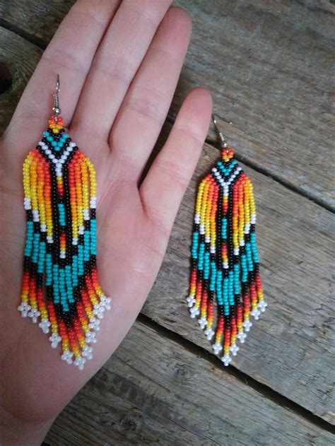 Native American Style Beaded Earrings Dangling Earrings Native American