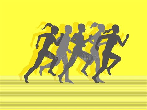 man and woman running set of silhouettes of running men and women vector stock illustration