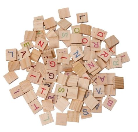 Wooden Scrabble Tiles Uppercase Colored Letters 100 Pcs