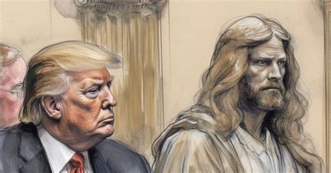 donald trump shares bizarre court sketch of him sitting next to jesus christ mirror online