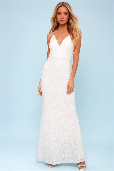 Lovely White Dress Lace Dress White Maxi Dress Lulus