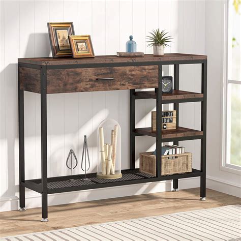 Buy Tribesignsconsole Table With Drawers Rustic Sofa Table Industrial