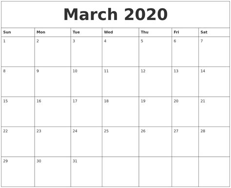 2020 Calendar Sunday To Saturday In 2020 Free Printable Calendar