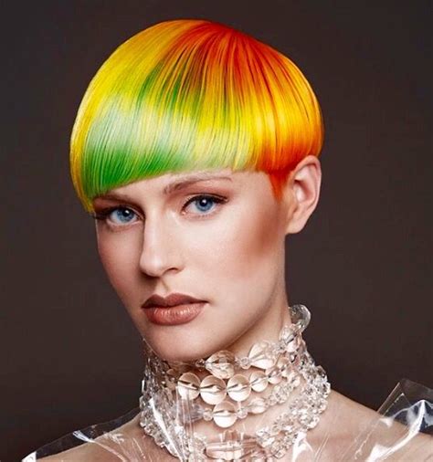 Short Rainbow 🌈 Colorful Hairstyle Yellow Hair Color Hair Color