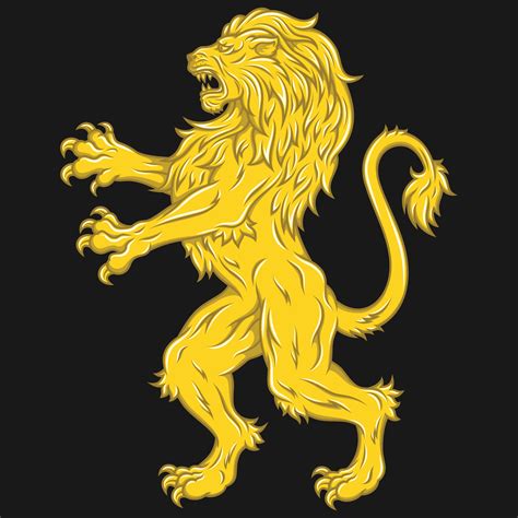 Rampant Lion Vector Design Used As A Heraldic Symbol In The European