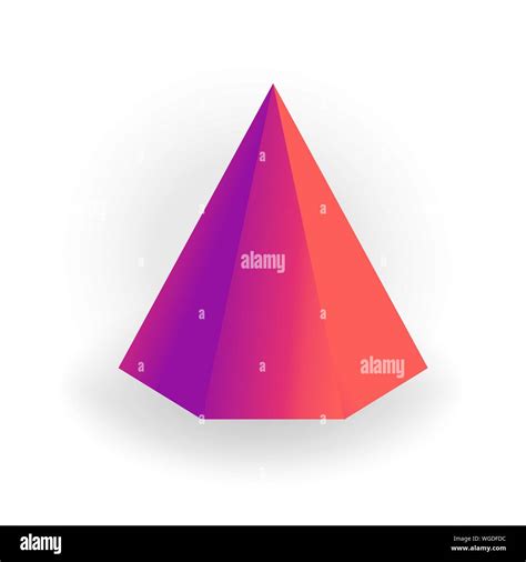 Hexagon Pyramid 3d Geometric Shape With Holographic Gradient Isolated