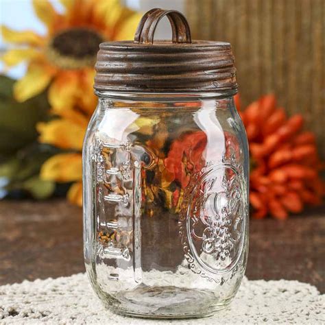 Harvest Collection Glass Pint Jar With Rusty Lid Decorative Plates