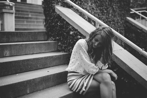 Woman Sitting On Stairs Free Image Download