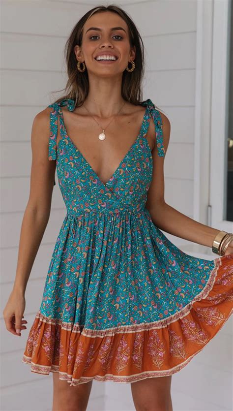 Boho Floral Mini Dress In 2021 Boho Summer Dresses Boho Dress Short