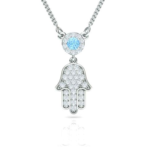 Hamsa With Diamonds And Natural Gemstone Pendant Gemstone Pendant