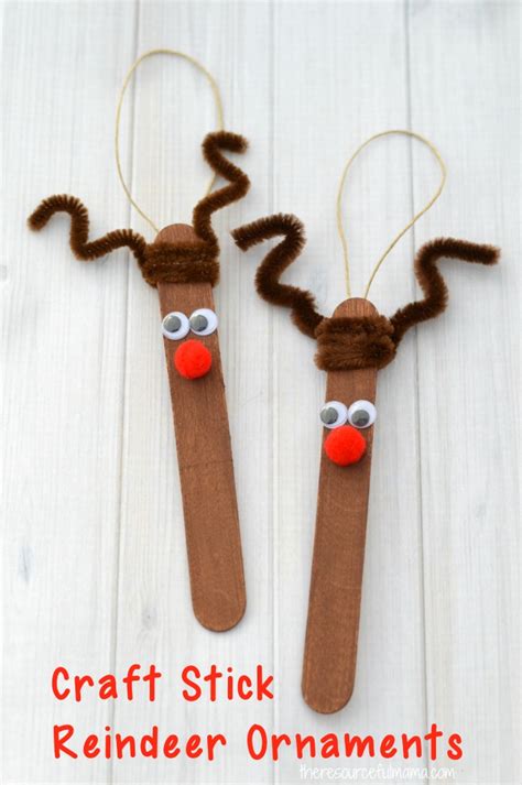 Craft Stick Reindeer Ornaments The Resourceful Mama
