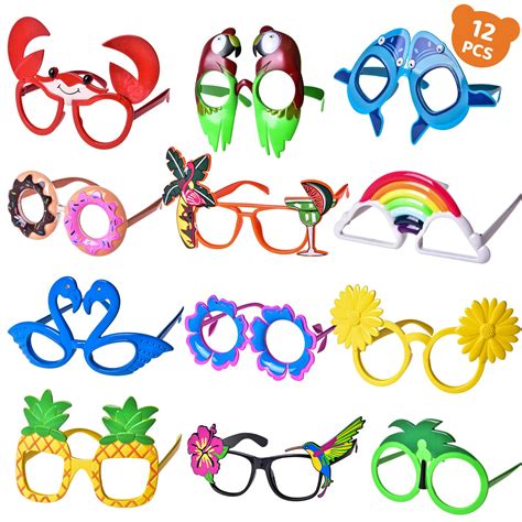 Fun Little Toys Funny Hawaiian Glasses Luau Party Sunglasses Party Favors Photo Booth Party