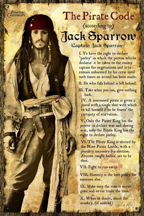 Pirate Code Captain Jack Sparrow Pirates Of The Caribbean Captain Jack