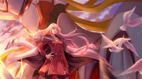 Darling In The Franxx Zero Two Hiro Zero Two With Red Dress And Long