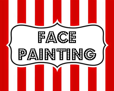 Face Painting Sign Printable Printable Word Searches