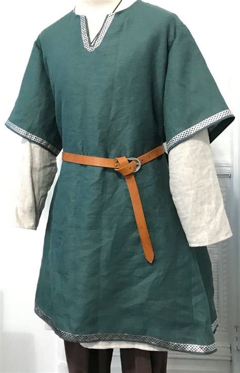 Historical Viking Medieval Linen Tunic With Celtic Knot Trim In 2020