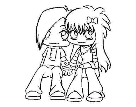 Couple Emo Coloring Page