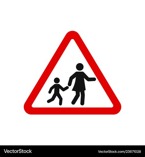 Red Triangle School Crossing Road Sign Royalty Free Vector