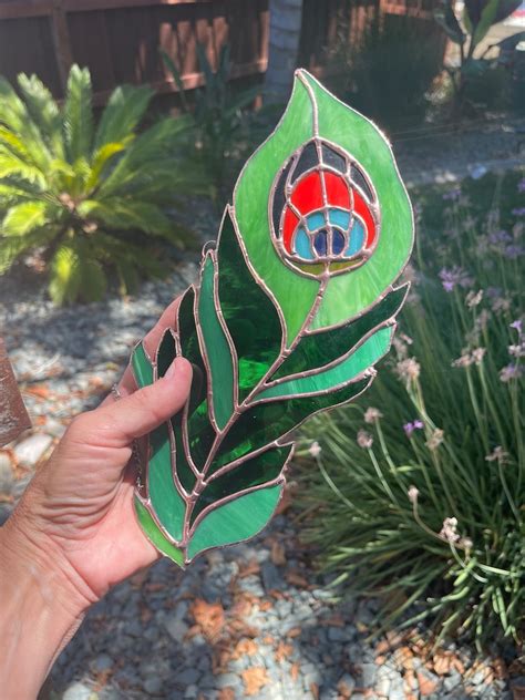 Peacock Feather Stained Glass Suncatcher Etsy