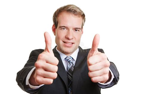 Business Man Holding Both Thumbs Up Stock Image Image Of Consent