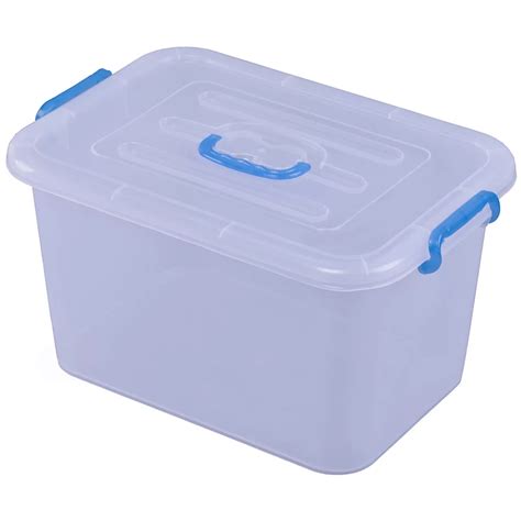 Basicwise Large Clear Storage Container With Lid And Handles The Home