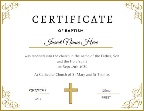 Editable Certificate Of Baptismreligious Gold Certificate Baptism