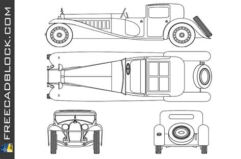 Drawing Bugatti Royale Dwg In Autocad Download Free 2d