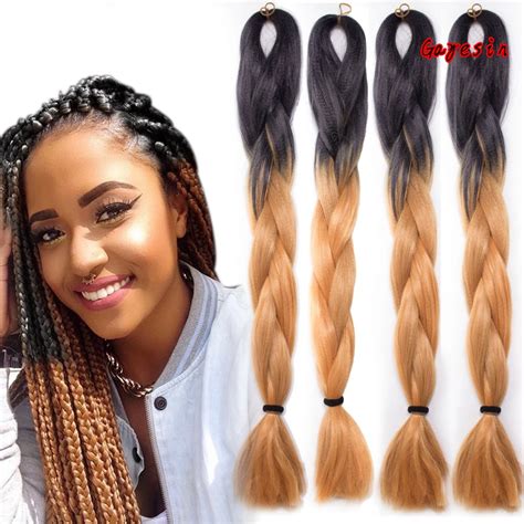 Silky 2460cm 100g Ombre Jumbo Braids Hair Extension African Braided