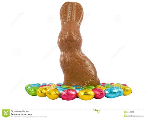 Chocolate Easter Bunny And Eggs Stock Photo Image Of Bonbon