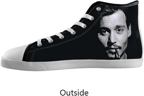 Jiuduidodo Johnny Depp Mens White Casual Canvas Shoes