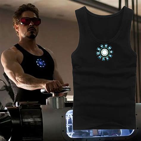 Iron Man Tony Stark Cotton Vest Reactor T Shirt Sport Tights Mens