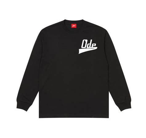 Ode Script Long Sleeve T Shirt Black Ode Clothing