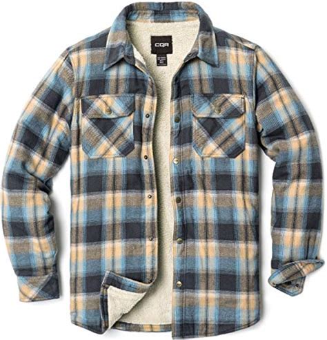 Cqr Men S Sherpa Lined Flannel Shirt Jacket Soft Long Sleeve Rugged