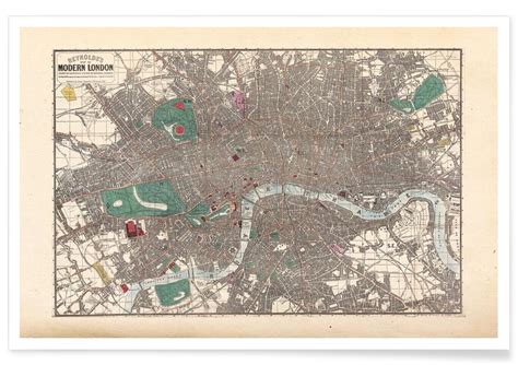 Vintage London England Map Poster Juniqe