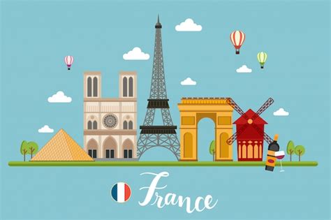 Premium Vector France Travel Landscapes Vector Illustration